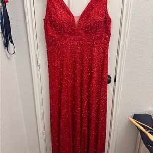 Elegant Red Sequin Gown